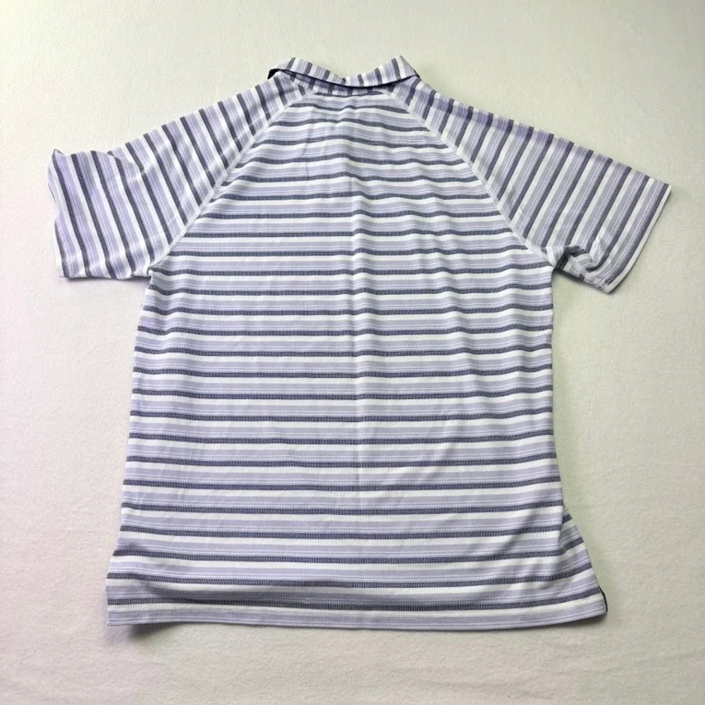 Rhone Polo Shirt Mens Medium Blue Striped Short Sleeve Performance - Picture 4 of 4